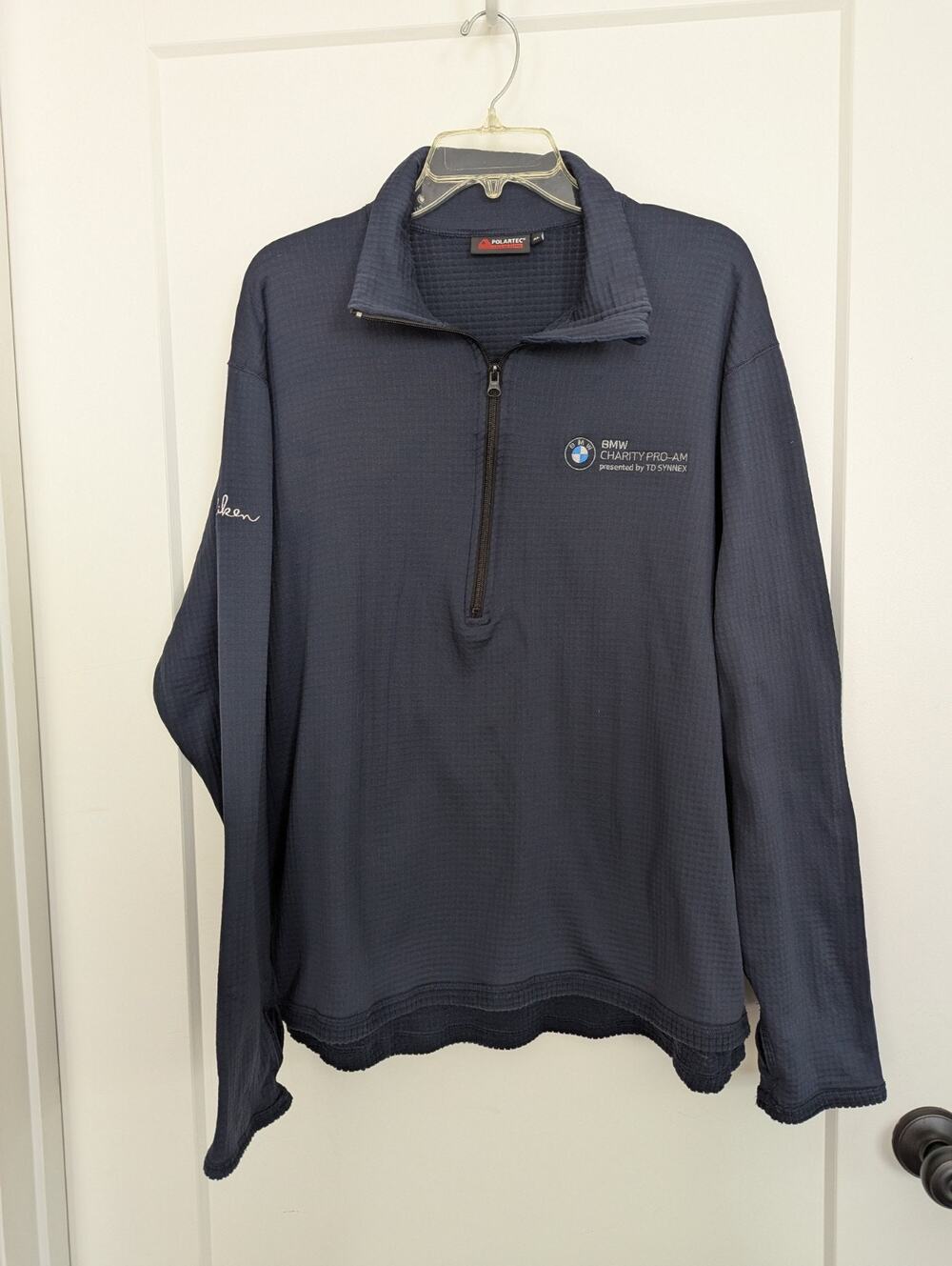 BMW Polartech Navy Fleece XL Pullover Half Zip USA Made Sportscar Charity EUC